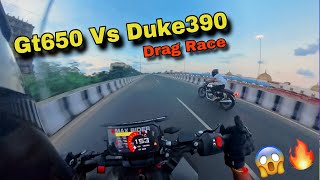 Gt650 VS DUKE390 😱🔥 Drag Race My 1st Vlog with Insta360 X4