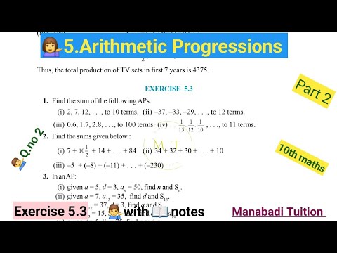 10th class math| Chapter 5|Arithmetic Progressions|🤷‍♂️ Exercise 5.3| 💁‍♀️Q no 2|CBSE|NCERT|