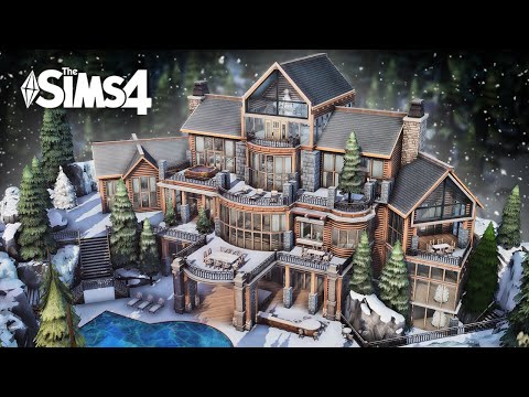 Sims 4 LUXURIOUS WINTER MANSION | Mountain Lodge (No CC Speed Build)