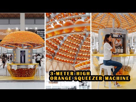 Feel the Peel: a 3-meter high orange squeezer machine