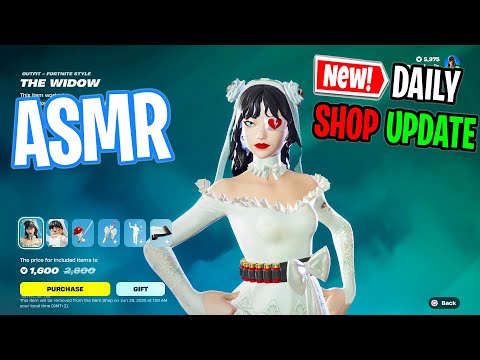 ASMR Fortnite Shop The Widow Skin Is Back! Daily Update Today 🎮🎧 Whispering 😴💤