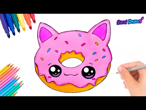 Cómo dibujar una DONA GATO KAWAII FÁCIL | dibujos fáciles Paso a paso🍩 😸