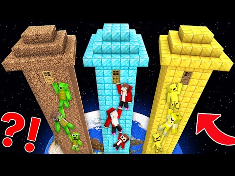 JJ Family vs Mikey Family vs Banana Kid Family SKYSCRAPER Survive Battle in Minecraft Maizen TV!