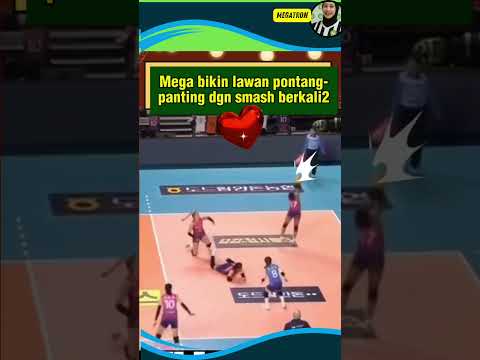 Mega bikin lawan pontang   panting di hajar nya dgn spike keras berkali2 #megawatihangestriligakorea
