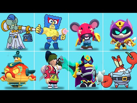 NEW BRAWLERS & All Skins Animations! Brawl Stars X SpongeBob UPDATE