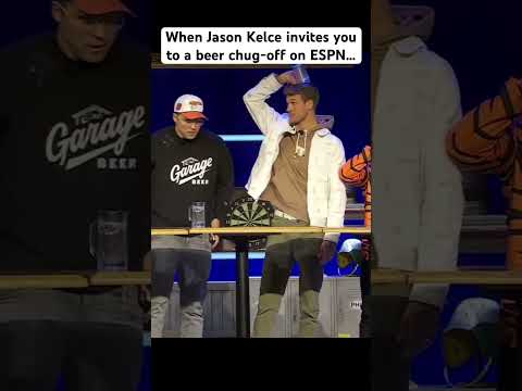 When Jason Kelce invites you to a beer chug-off on ESPN for tickets to the Super Bowl 🏆🍺🏈😂 #espn