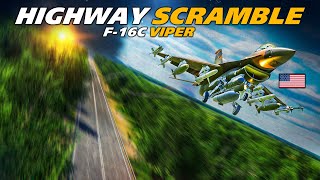 F-16C Viper | Scrambling Off A Highway - Emergency CAS | Digital Combat Simulator | DCS |