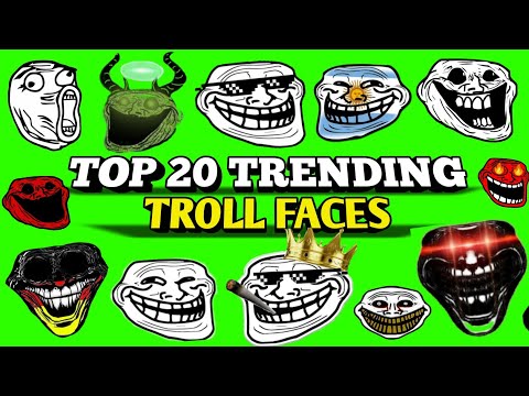 TOP 20 TRENDING TROLL FACES IN GREEN SCREEN | NO COPYRIGHT TROLL FACES | FREE FACES | #trollface