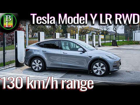 Tesla Model Y LongRange RWD - 130 km/h (81 mph) range test