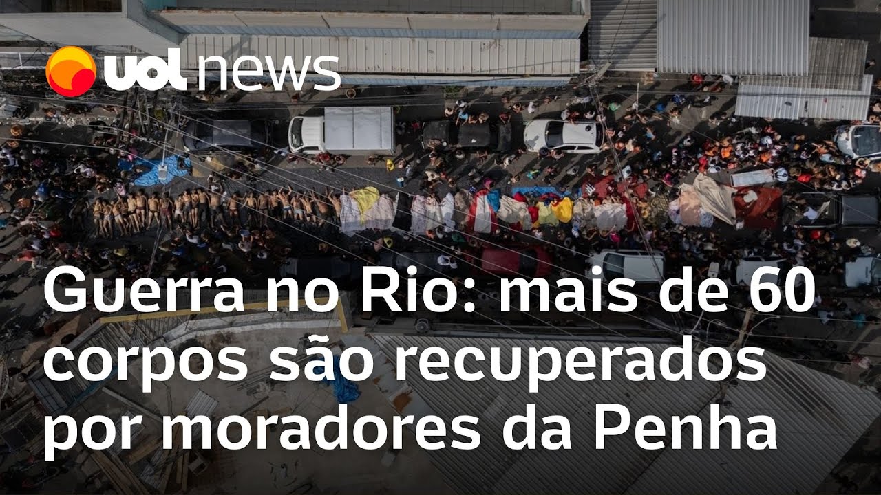 Guerra no Rio foto aérea mostra mais de 60 corpos recuperados por moradores da Penha após operação  TV Online Guerra no Rio foto aérea mostra mais de 60 corpos recuperados por moradores da Penha após operação