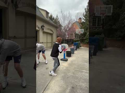Each shot the basket gets further away! #shorts