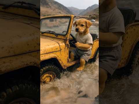 The poor puppy was teased by his friends for not having a new off-road vehicle.