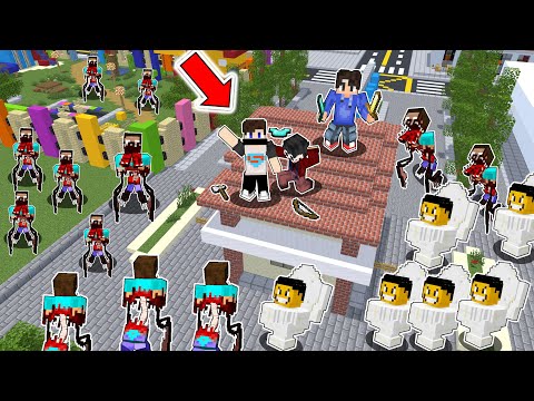 Best of SURROUNDED by INFECTED HEROBRINE and SKIBIDI TOILET in Minecraft