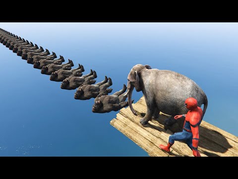 الفيل يمشي فوق جسر غوريلا قراند 5 GTA Elephant walks over a gorilla bridge