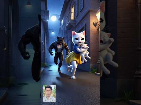 when a white kitten was kidnapped by a black cat + after the kitten's father found out #cat #ai