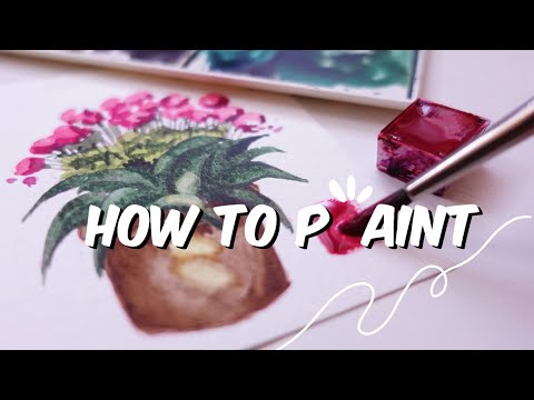 How to paint a potted plant using watercolors / step by step tutorial #art