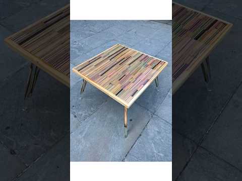 Here’s the process behind a mid century modern coffee table made from recycled skateboards & epoxy!