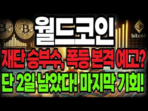 [월드코인] 재단 승부수! 폭등 본격 예고?! 단 2일 남았다! 마지막 기회가 될겁니다!