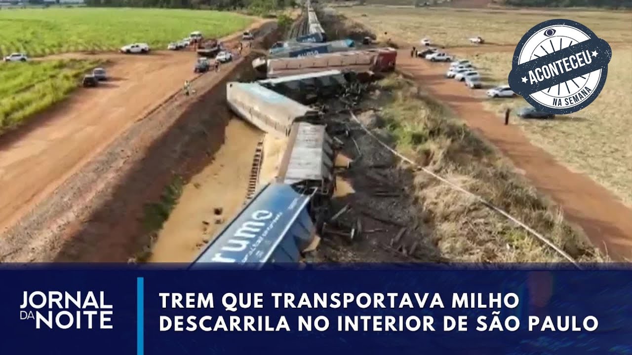 Trem que transportava milho descarrila no interior de São Paulo | Aconteceu na Semana