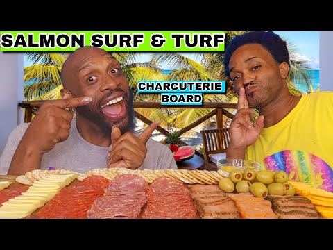 SMOKED SALMON SURF & TURF CHARCUTERIE BOARD | SEAFOOD | MUKBANG