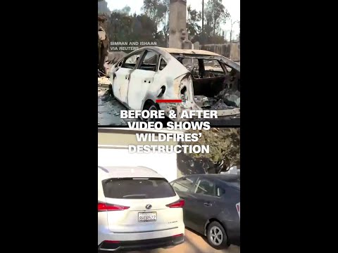 Side-by-side comparison shows wildfires' destruction in Pacific Palisades