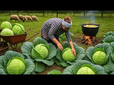 HARVESTİNG CABBAGE & Preserving Grape Leaves | Traditional Dolma in Azerbaijani Village