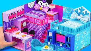 DIY Miniature House #89 KUROMI vs FROZEN with Two Bedroom, Kitchen and Living Room from Cardboard