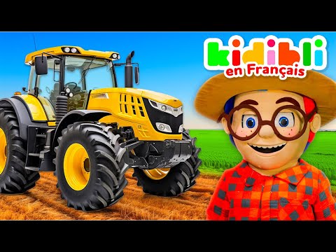 Les enfants vont à la ferme avec des tracteurs | Les enfants font semblant de jouer ! ⛑ Kidibli