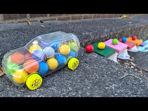 Marble Run ASMR ☆ Handmade colorful wooden stairs & transparent RV