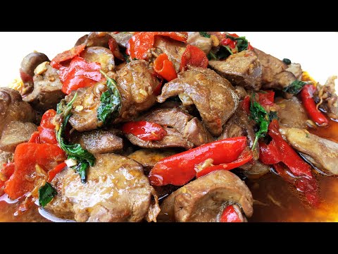 ผัดกระเพราตับไก่ เผ็ดๆ เคล็ดลับทำตับนุ่ม ไม่คาว /  Stir fried T