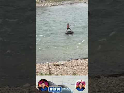 Ganito mag surfing sa ilog🤣 #cttovideonotmine #funny #shorts #surfing
