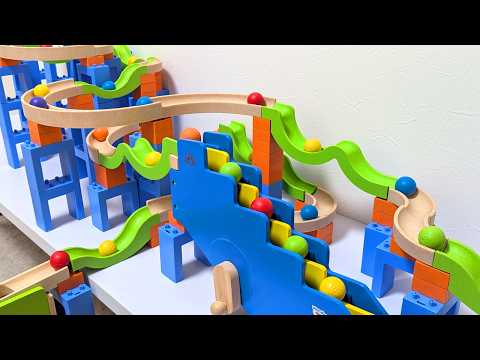 Marble Run Race☆TrixTrack Wave Slope & Hand-Cranked Stairs Course