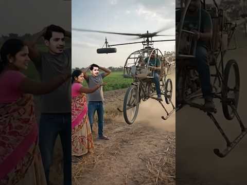 🚁 किसान का देसी हेलीकॉप्टर! उड़ान देखकर गांव वाले भी रह गए हैरान 😲🌾 #helicopter #startupindia