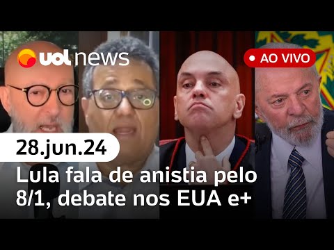 Trump x Biden em debate, Lula e anistia pelo 8 de janeiro, reação de Haddad e+ | UOL News ao vivo