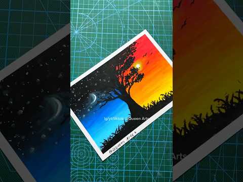 Cara gambar SUNSET dan MALAM pakai Oil pastel SIMPLE 🌃🌇 #art #drawing #drawingtutorial #howtodraw