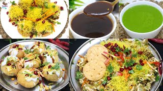 Street-Style 3 Chaat Recipe with Sweet & Green Chutney | Sev Puri, Dahi Puri & Mithi Bhel