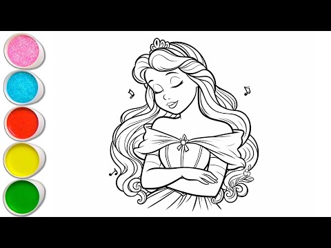 Sleeping Beauty Aurora Drawing for kids, Painting & Coloring for kids | Let's Draw Together