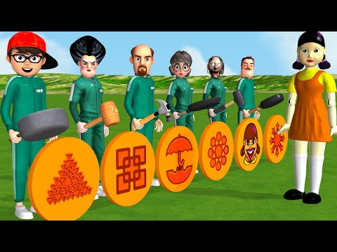 Scary Teacher 3D vs Squid Game Trying Dalgona Candy Shape with Pan and Hammer 6 Times Challenge