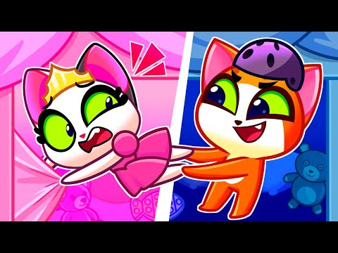 Secret Room Under The Bed Song | Pink VS Blue Challenge | Purrfect Kids Songs & Nursery Rhymes