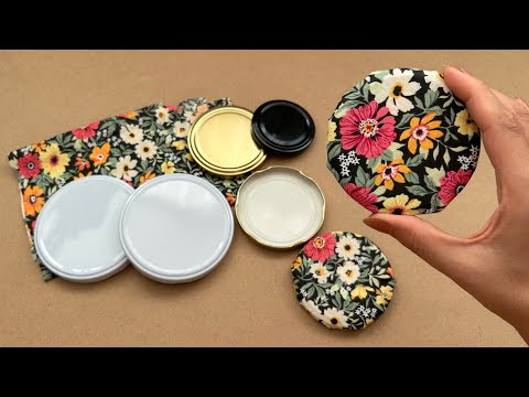 Look What I Made With Jar Lids and Fabric! Unusual Idea!