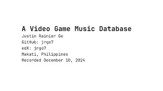 A Video Game Music Database: CS50SQL Final Project Submission