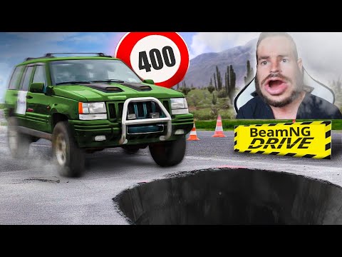 Je refais l'EXPERIENCE du NID DE POULE de SYLVAIN LYVE dans BeamNG ! (Mais à 400 Km/h..)