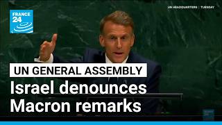 YouTube video thumbnail:  Israel Denounces Macron's UN Remarks