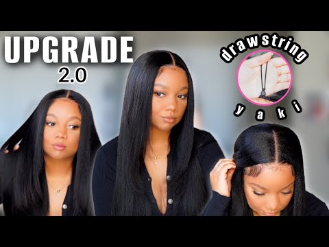 HONEST REVIEW🥰AFFORDABLE UPGRADE Yaki Straight Closure Wig | Pull & Go w/ Drawstring | Nadula Hair