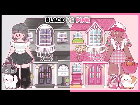 ✂️ Paper diy ✂️ 블랙 vs 핑크 반반 집 만들기 🩷🖤 아기자기 옷장 🏠 Blackpink 도안