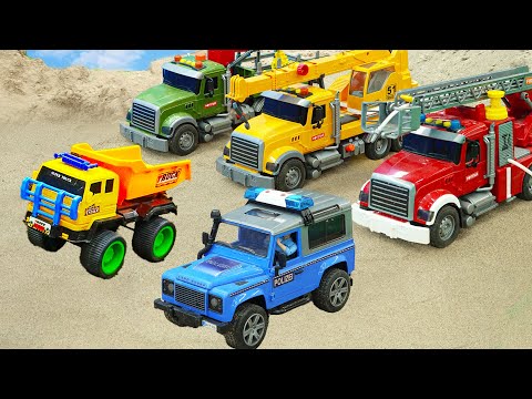 Bridge Construction Vehicles, Fire Trucks, Toy Dump Trucks, container ships  Building Bridges