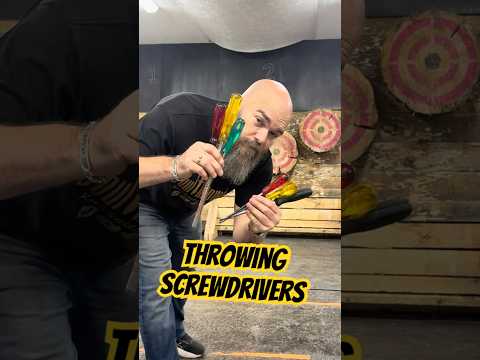 World Champion Knife thrower throwing 6 different screwdrivers