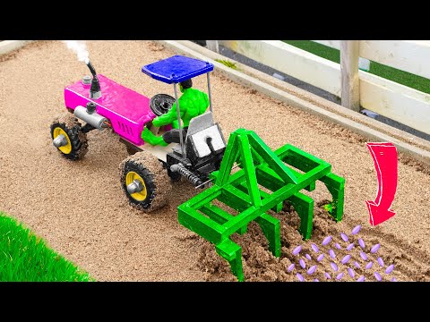 Diy tractor mini plough machine for agriculture | Diy tractor farming techniques @sunfarming7533