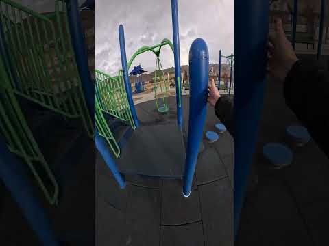 Playground parkour climbing and sliding POV