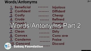 Words/Antonyms Part 2
